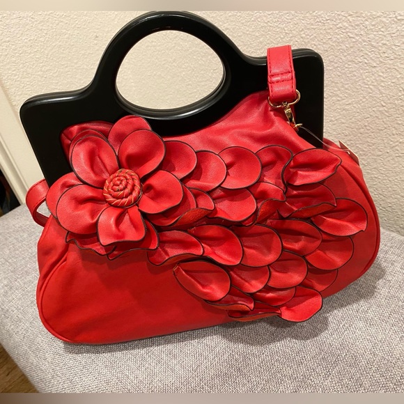 Retro pinup style bag with a 3D flower so pretty big comfy - Picture 3 of 5